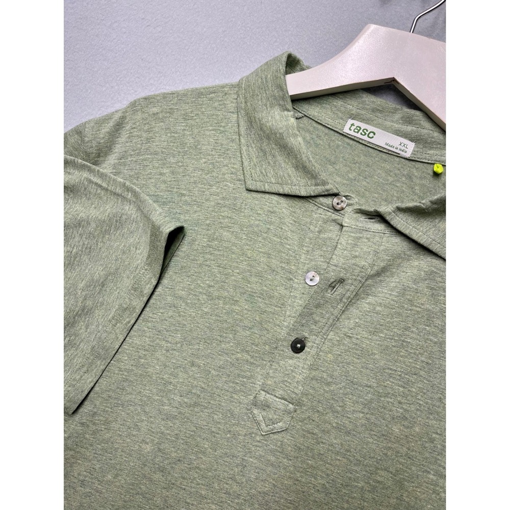 Tasc Performance Mens XXL Polo Shirt Heather Green Bamboo Cotton Stretch TM642